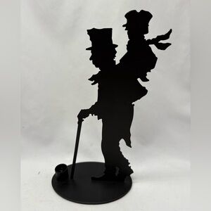 Dept 56 Vintage Dickens Black Silhouette Candle Holder Bob Cratchit & Tiny Tim